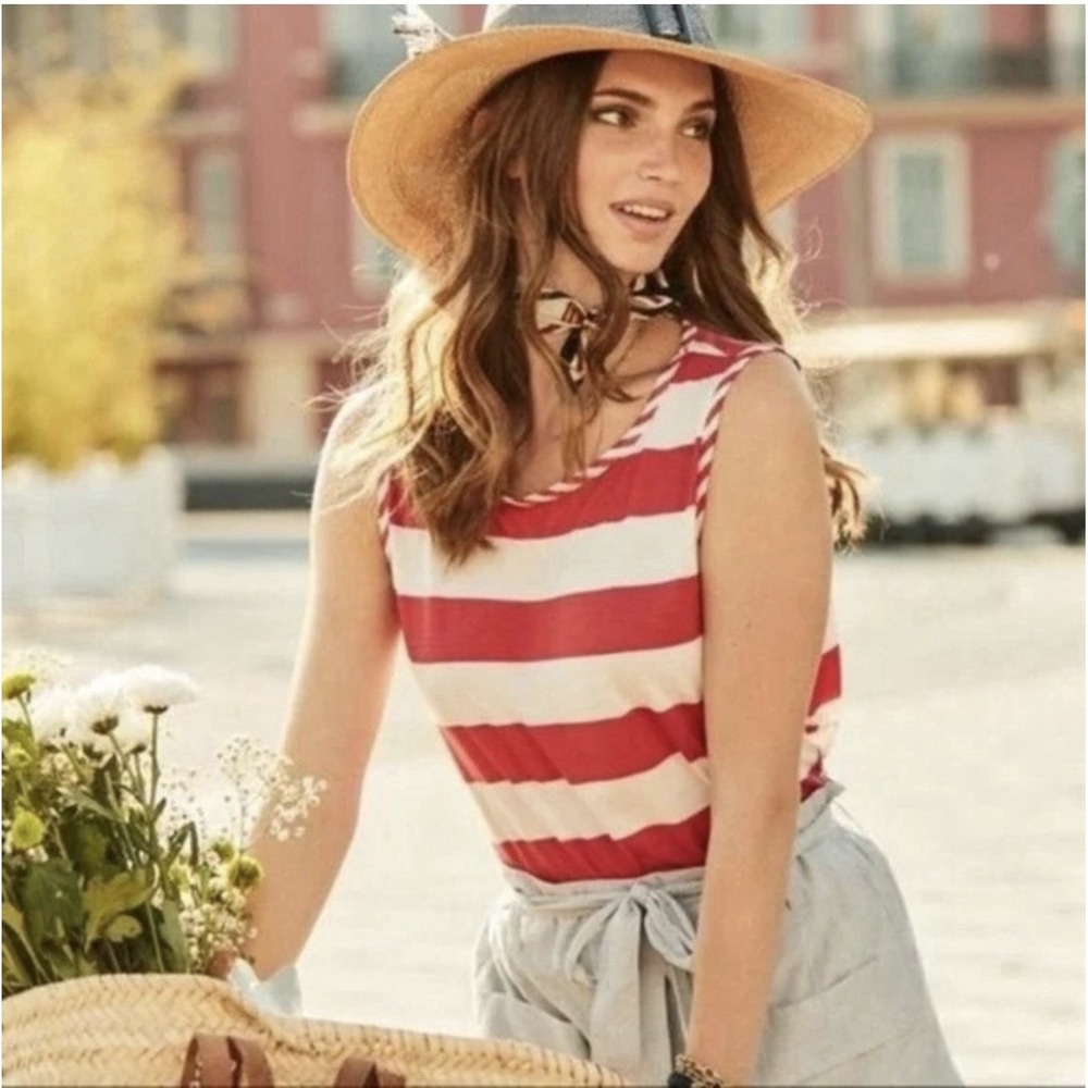 Cabi Womens Nautical Striped Sleeveless Top Size S Resort‎ Coastal Euro Summer